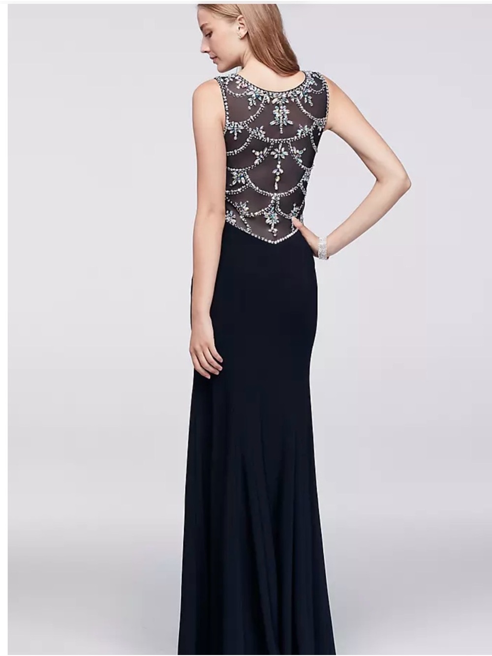 Beaded back Illusion bodice dress David’s Bridal size 4